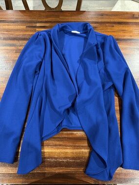 Draped Open-Front Blazer in Royal Blue